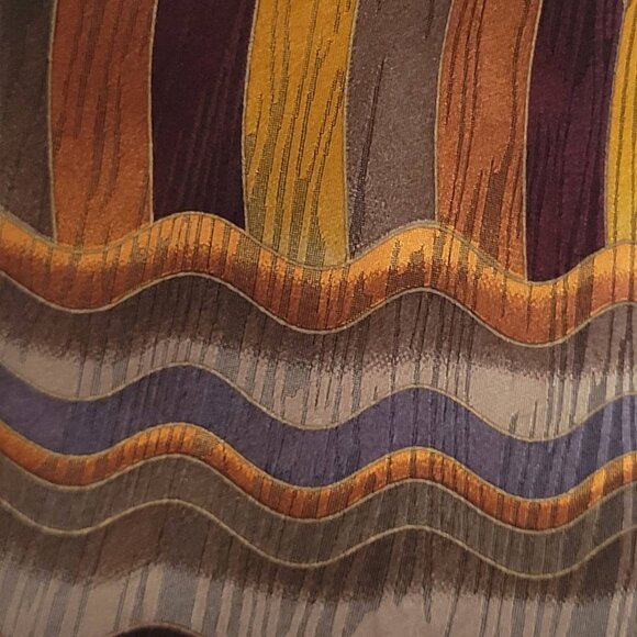 Silk Bacharach Neck Tie Wavy Stripes Earthy Fall Colors Autumnal Made in Italy - Picture 2 of 7
